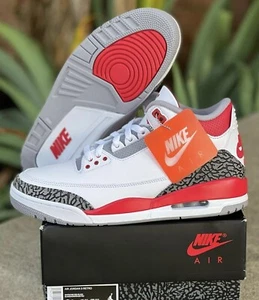 Nike Air Jordan Retro 3 ROJO FUEGO (2022) Blanco OG Gris Cemento DN3707-160 Talla 11 13 - Imagen 1 de 1