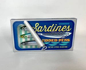 Snifty Sardines Tinned Fish Pens Three (3) Ocean Office Gag Gift Black Ink - Picture 1 of 6