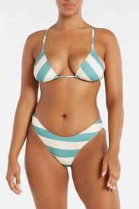 Free People BLUE STRIPE Zulu & Zephyr Playa Tri Bikini Set, US 8 - Picture 1 of 4
