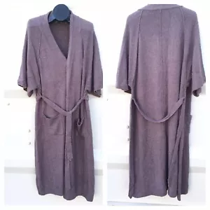 Soft Surroundings L Long Cardigan Duster Belted Front Pockets Large Purple Grey - Picture 1 of 5