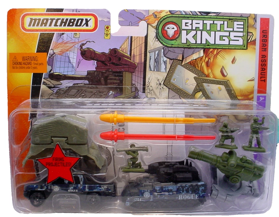 Matchbox BATTLE KINGS Urban Assault ☆camo Chevy Avalanche,Tank,figures☆10 pieces - Image 1 of 4