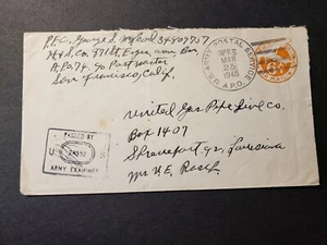 APO 74 CLARK FIELD, LUZON, PHILIPPINES 1945 Censored WWII Army Cover 871st ENGR - Picture 1 of 2