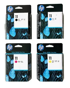 HP 11 ORIGINAL KOPF SCHWARZ MAGENTA CYAN GELB C4810A C4812A C4811A C4813A - Bild 1 von 16