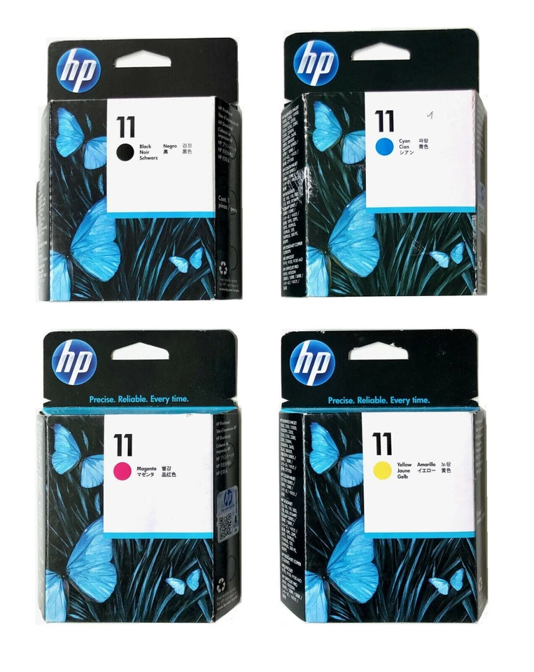 HP 11  TESTINA ORIGINALE NERO MAGENTA CIANO GIALLO C4810A C4812A C4811A C4813A - Immagine 1 di 4