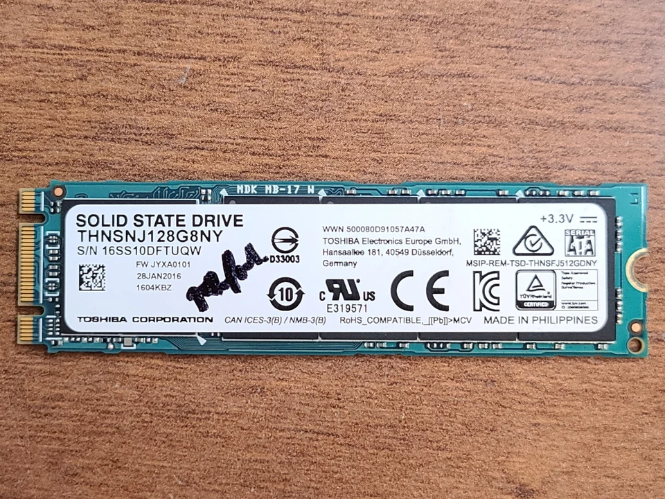 OEM!! MSI MS-16J5 MS-16J4 128GB TOSHIBA SATA SSD SOLID STATE DRIVE THNSNJ128G8NY - Image 1 of 2