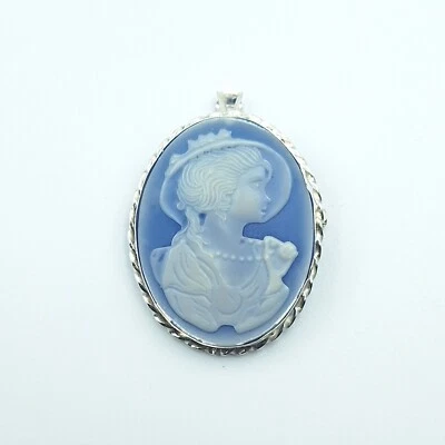 CIONDOLO SPILLA ARGENTO 925% CON CAMMEO CAMEO, DONNA RODIATO IN ORO BIANCO 18KT - Immagine 1 di 4