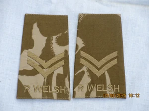 Shoulder Marks: Corporal, CPL, Royal Welshregiment, Desert, Pair, R. Welsh, #2 - Picture 1 of 2