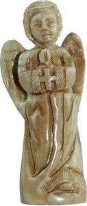 Small Praying Angel with Cross - carved in olive wood ( 12 cm or 5 Inches ) - Picture 1 of 1