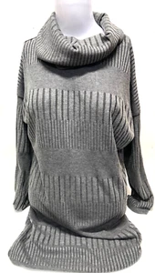 Women's Small Gray Cowl Neck Long Shirt/Dress NWT 32" LONG! - Picture 1 of 5