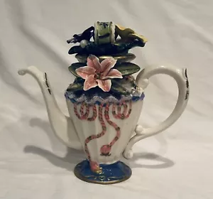 Teiera in ceramica 9" con rose colorate - Foto 1 di 7
