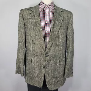 Robert Stock Men's Sport Coat Blazer Two Button Beige Black Silk Cotton? Sz 46R - Picture 1 of 12