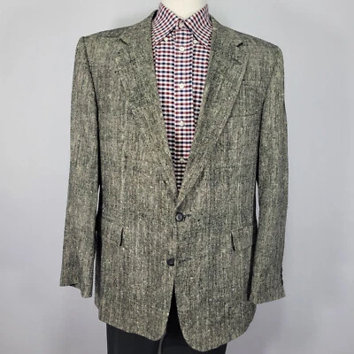 Abrigo Blazer Deportivo Hombre Robert Stock Dos Botones Beige Negro Seda Algodón? Talla 46R Foto 1 de 4