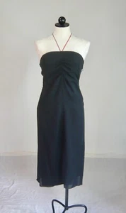 KATAYONE ADELI Vintage 90s Strapless Silk LBD Suede Krawatten 6 - Bild 1 von 6