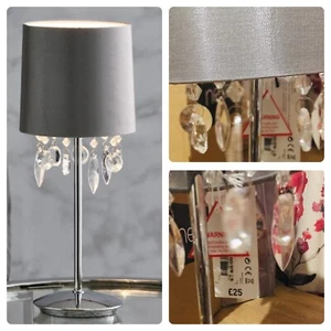 Next Windsor Table Lamp Grey Fabric Shade With Clear Beads/decorative Lamp π¦ - Picture 1 of 11