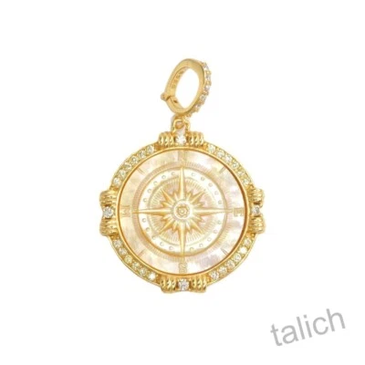 Elegante colgante camafeo brújula madreperla pavé circonita cúbica oro 18K sobre plata de ley Foto 1 de 4