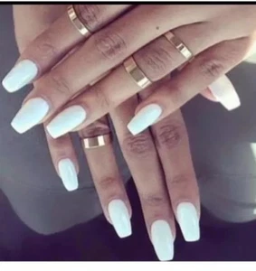 White Coffin Long False Nails choose your shape - Picture 1 of 2