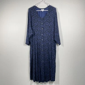 J Jill Abito Donna 3X Blu Midi Boho Comodo Cambio Midi Costiera Bottone Manica 3/4 - Foto 1 di 7