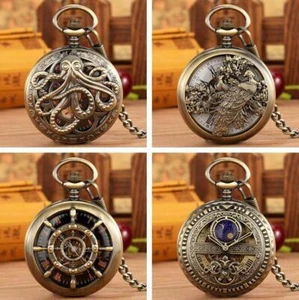 Antique Style Pocket Watch Handwind Mechanical Watches for Men Pendant Chain - Picture 1 of 16