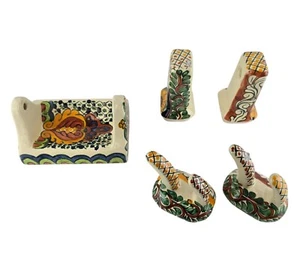 Hand-Painted Talavera Ceramic Wall Mount Bathroom Fixture Set Mexican Floral - Picture 1 of 16