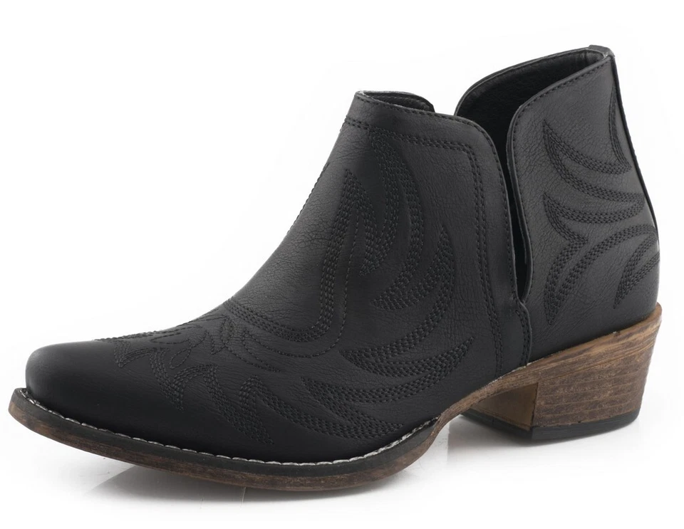 Roper Western Boots Womens Ava Open 7.5 B Black 09-021-1567-3046 BL