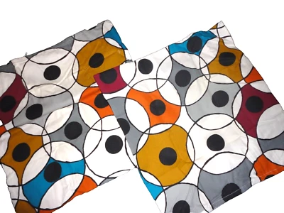 IKEA DVARGPALM GEOMETRIC GOLD TEAL GRAY (2) ZIPPERED PILLOW COVERS S20 X 20 - Image 1 of 4