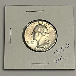 1964 D George Washington Quarter - US 25c UNCIRCULATED - Picture 1 of 3