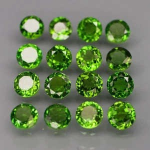 Round 4 mm.Good Color! Natural Russian Top Green Chrome Diopside 16Pcs/4.56Ct. - Picture 1 of 6