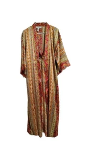 Oscar de La Renta Long Robe & Nightgown Set Multicol Floral Sz Small 90’s Vtg - Picture 1 of 10