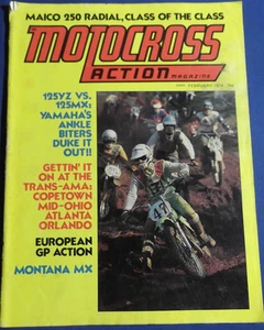 MOTOCROSS ACTION MAGAZINE FEB 1974  MAICO 250  TRANS AMA  BILLY GROSSI  GRAND PR - Picture 1 of 6