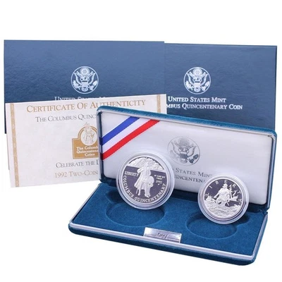 1992 US MINT COLUMBUS QUINCENTENARY PROOF SET SILVER DOLLAR & CLAD HALF🔥 - Image 1 of 4
