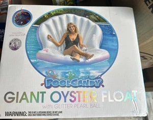 Pool Float Oversized Inflatable Oyster Shell Lounge & Glitter Pearl Beach Ball - Picture 1 of 1