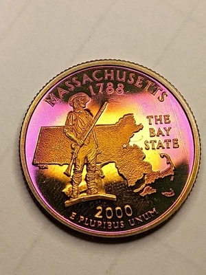 2000 Rainbow Toned Proof State Quarter - Image 1 of 2