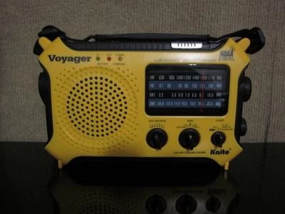 Kaito Voyager Emergency Radio Solar Crank LED Flashlight USB Port Yellow KA500 - Image 1 of 4