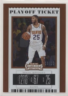 2019 Contenders Draft Picks Playoff Ticket /18 Mikal Bridges (White Jersey) #42 - Image 1 of 2