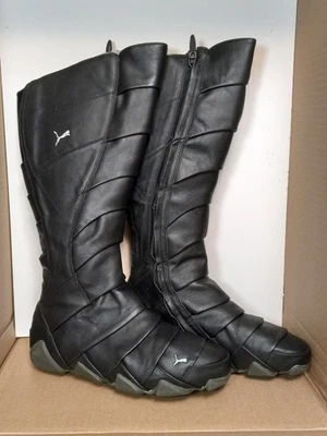 PUMA SATORI BOOTS - Black Leather - Wrap style - Size 9W **VERY GOOD--SEE PICS - Image 1 of 4