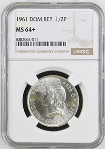 Dominican Republic 1/2 peso 1961, NGC MS64+ - Picture 1 of 2
