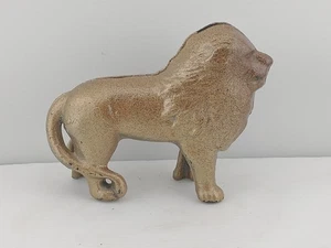 ANTIQUE ORIGINAL gold Lion STILL BANK CAST IRON 5" - Picture 1 of 6