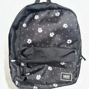 Vans Off The Wall Floral Print Black & White 17” By 12” Backpack School Bag - Picture 1 of 5