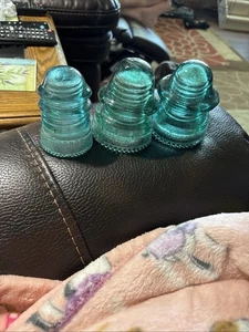 VINTAGE Hemingray & Petticoat Green Glass Insulator (Lot of 3) Made In USA - Picture 1 of 16