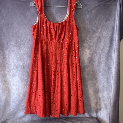 Vestido feminino Signature Ella vermelho ilhós império sem mangas cintura fit & flare 16 - Imagem 1 de 4