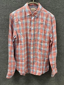 Faherty Blue/Pink Plaid 100% Linen Long Sleeve Button Down Shirt Men’s Medium - Picture 1 of 10