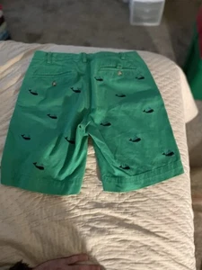 Polo Ralph Lauren Chino Shorts Men's 32 Green With Navy Embroidered WHALES - Picture 1 of 4