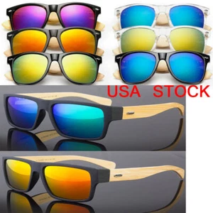 Men Women Bamboo Wood Polarized Sunglasses Wooden Temple Retro Outdoor Glasses - Picture 1 of 19