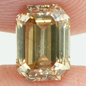 Diamante en forma de esmeralda real elegante color marrón suelto real 1,18 quilates certificado VS1 - Imagen 1 de 8