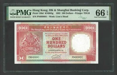 Hong Kong 100 Dollars 1992 P198d Uncirculated Grade 66 - Image 1 of 2