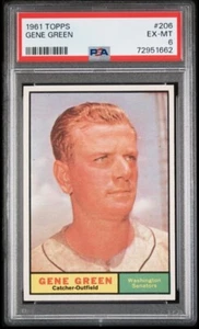1961 TOPPS BASEBALL GENE GREEN #206 PSA 6 LOOKS BETTER - CENTERED FREE RETURNS - Imagen 1 de 2