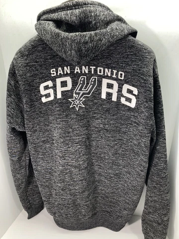 San Antonio Spurs Hoodie Sweatshirt Men Size Large Gray Full Zip NBA Basketball Cover