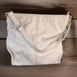 Damen-Schultertasche grau geflochtener Riemen große Pfostenfüße veganes Leder Antik Kraft - Bild 1 von 15