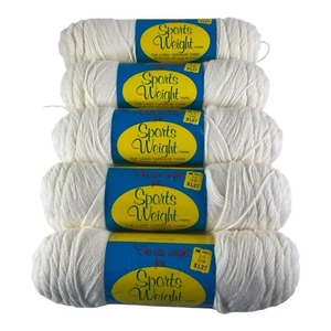 Lot Of 5 Caron Yarn Sports Weight Off White 4 oz ea 3ply Vintage All Same Lot# - Picture 1 of 3
