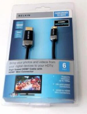 QTY 9 NEW Belkin AV10055-06 HDMI to Mini HDMI Cable Camcorder to HDTV tv cord - Image 1 of 3